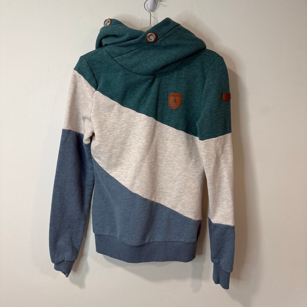 Wanakome‎ Women's Selene Hoodie Sweatshirt Pullover Colorblock Blue Cream Small